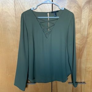 Forever 21 Long sleeve Criss Cross Blouse